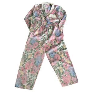Victoria's Secret Gold Label Pajama Set Size XS Satin Floral Vintage 3 Piece